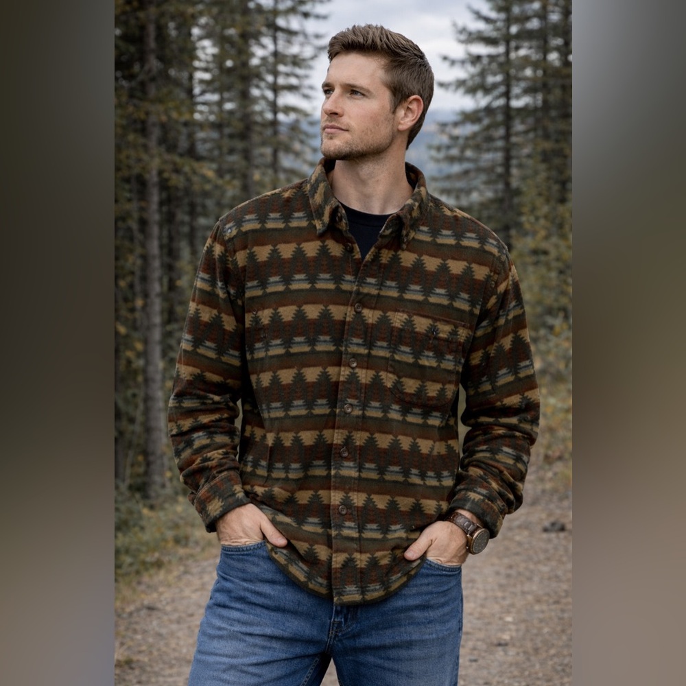 Woolrich‎ Vintage Southwest Blanket Shirt | Men’s XL |Made in USA | Hunter Green